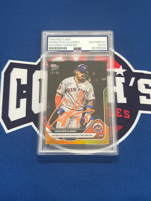 Francisco Alvarez Autographed 2025 Topps NOW Gold Trim #18/50 Card #755 (PSA SLAB)