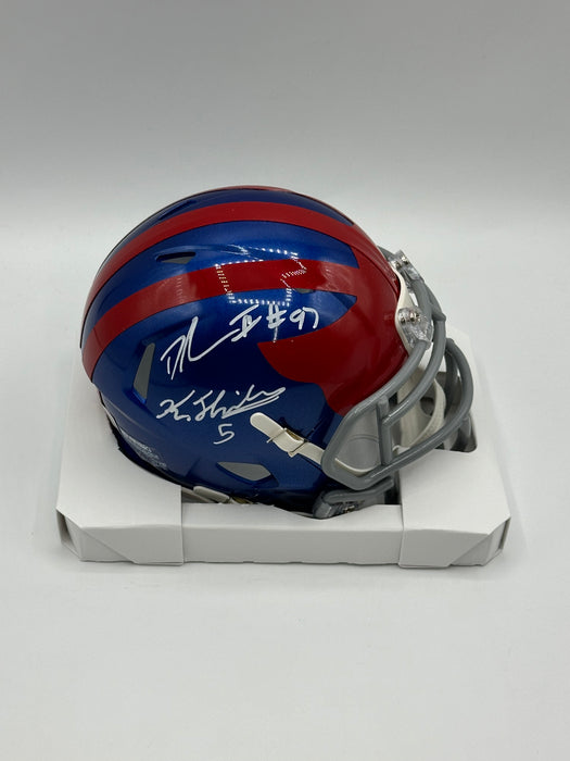 Kayvon Thibodeaux & Dexter Lawrence DUAL Autographed NY Giants 100th Anniversary Mini Helmet (Beckett)