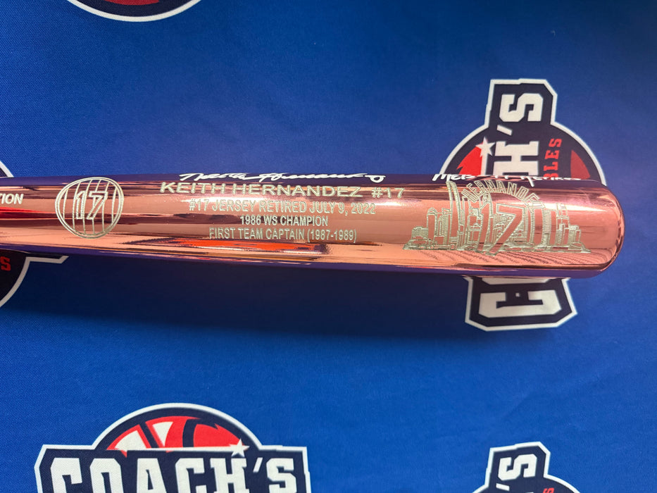 Keith Hernandez Autographed Special Limited Edition PINK CHROME Baseball Bat w/ Mets #17 Retired (JSA)