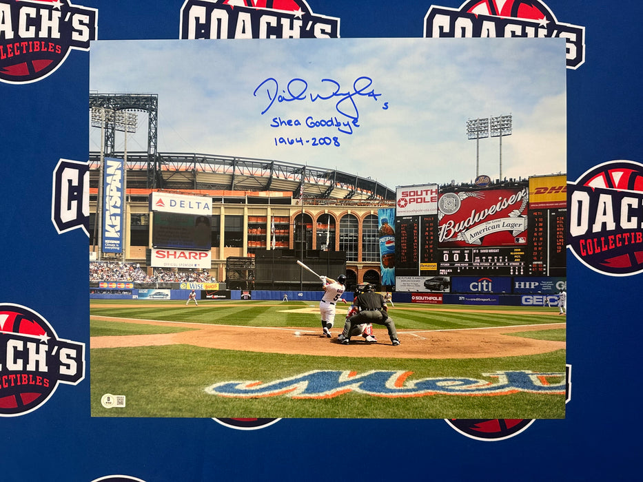 David Wright Autographed Final Shea Season 16x20 Photo with Shea Goodbye Inscr (Beckett)