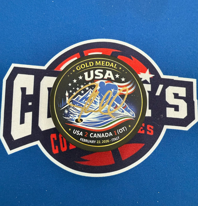 JT Miller Autographed 2026 USA Men's Olympic Gold Custom Puck (Beckett)