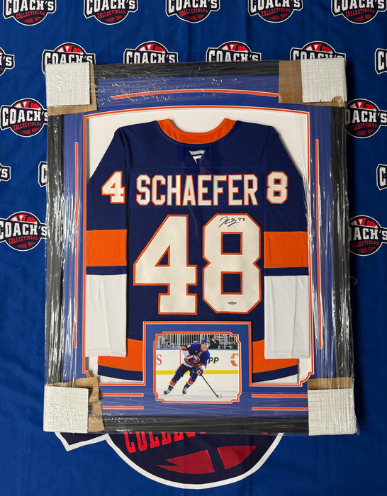 FRAMED Mathew Schaefer Autographed NY Islanders Jersey (Upper Deck)