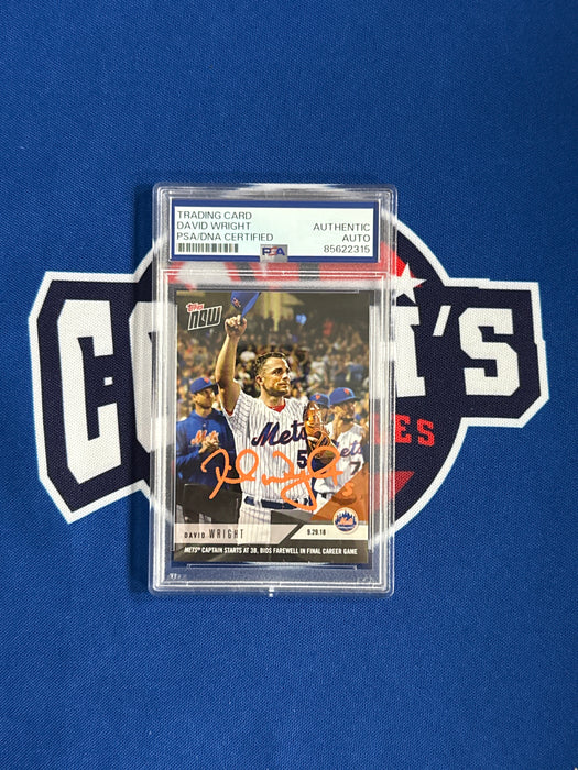 David Wright Autographed 2018 Topps Now #810 Final Game Slabbed Card (PSA)