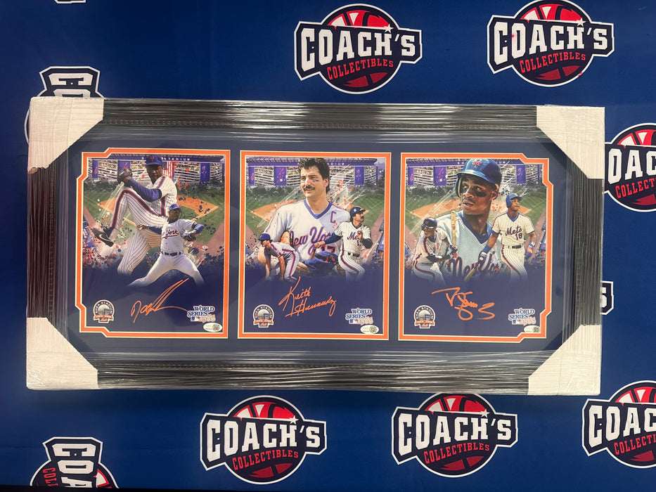 FRAMED Panoramic 1986 Retired #s NY Mets 8x10 3pc Panoramic Collage (Beckett/JSA)
