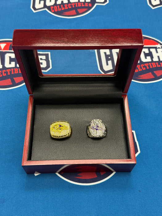 Baltimore Ravens 2pc Super Bowl Replica Ring Set w/ Display Box