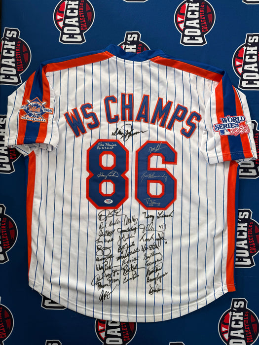 1986 NY Mets TEAM SIGNED Pinstripe Custom Jersey w/ 33 Signatures (PSA Letter)