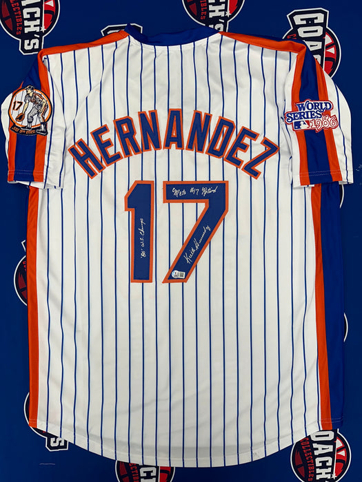 Keith Hernandez Autographed CUSTOM NY Mets Pinstripe Jersey with Multi Inscr (Beckett)