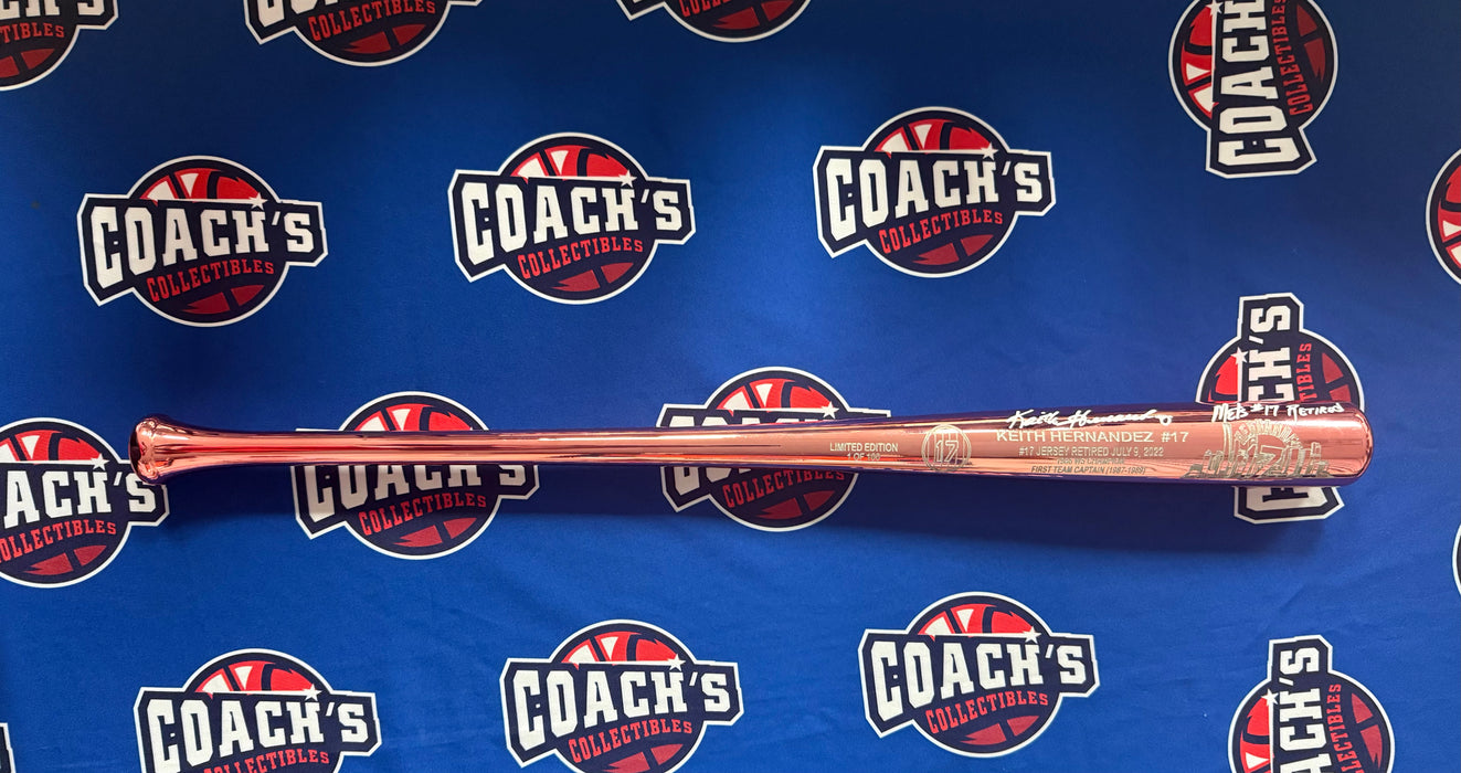 Keith Hernandez Autographed Special Limited Edition PINK CHROME Baseball Bat w/ Mets #17 Retired (JSA)