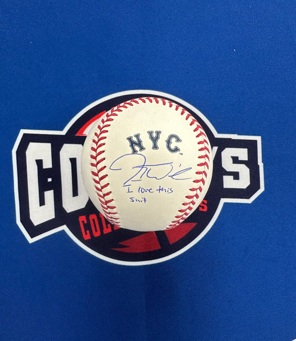 Jesse Winker Autographed City Connect OML Baseball with I Love This Shit Inscr (Beckett)