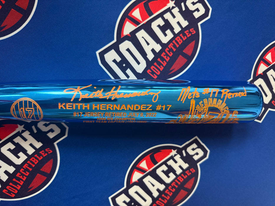 Keith Hernandez Autographed Special Limited Edition CHROME Baseball Bat w/ Mets #17 Retired (JSA)