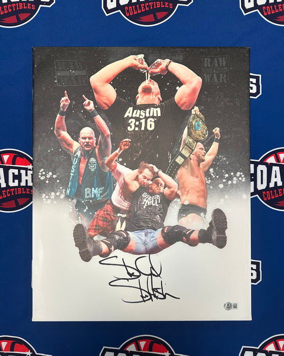 Stone Cold Steve Austin Autographed 16x20 Custom Edit Canvas (Beckett)