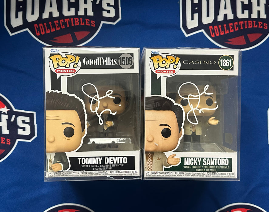 LOT OF (2) Joe Pesci Autographed Funko Pops Casino & Goodfellas (Beckett)
