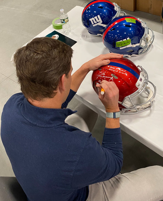 Eli Manning Autographed New York Giants Flash Authentic Helmet with Multi Inscriptions (Fanatics)