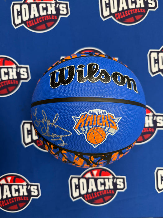 Larry Johnson Autographed NY Knicks Graffiti Wilson Basketball (JSA)