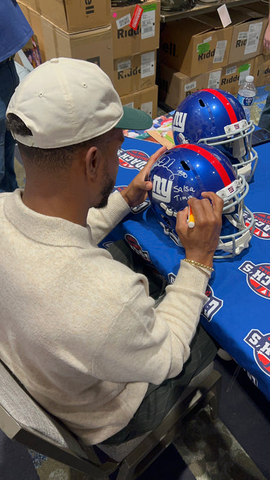 Victor Cruz Autographed NY Giants Full Size Speed Replica Helmet with Salsa Time Inscr (Beckett)