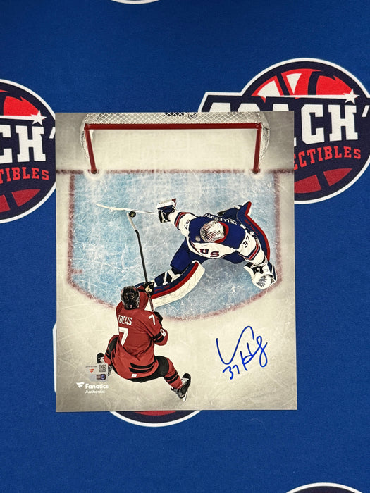 Connor Hellebuyck Autographed Team USA 8x10 2026 Winter Olympics “Save of the Year” Photograph (Fanatics)