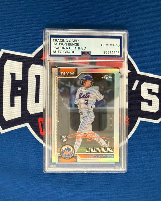 Carson Benge Autographed 2026 Topps Chrome Refractor Rookie Card Gem 10 Auto (PSA SLAB)