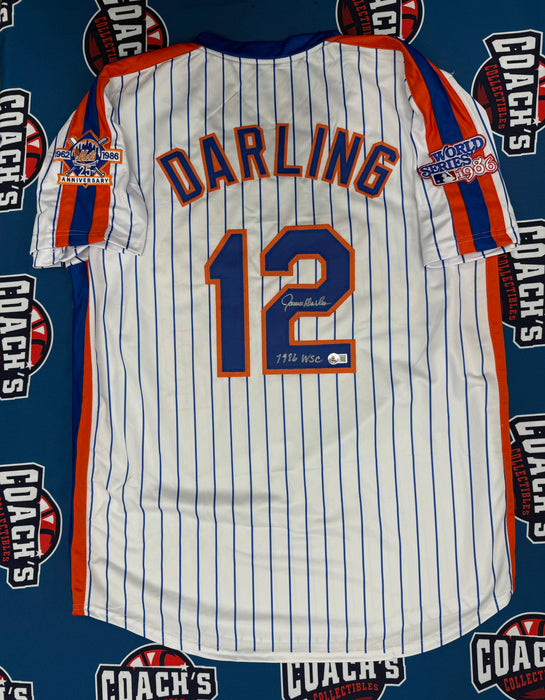 Ron Darling Autographed NY Mets CUSTOM Pinstripe Jersey w/ 1986 WSC (JSA)