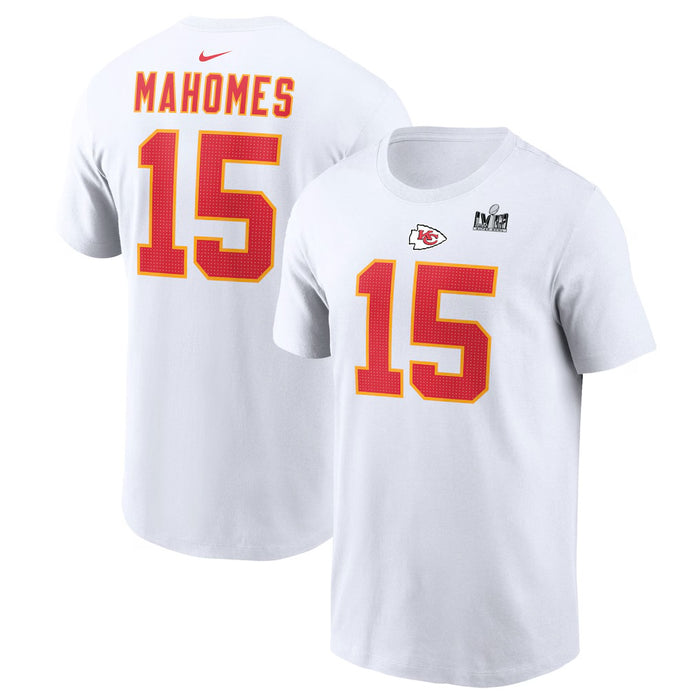 Patrick Mahomes Sz XL Kansas City Chiefs Nike Super Bowl LVIII Patch Player Name & Number T-Shirt - White