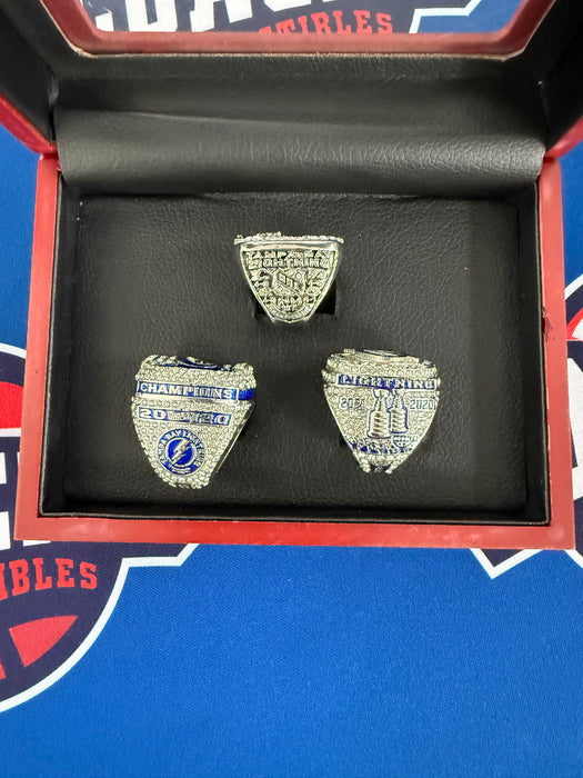 Tampa Bay Lightning 3pc Replica NHL Stanley Cup Ring Set w/ Display Box