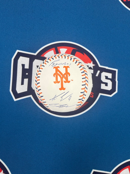 Carson Benge & AJ Ewing DUAL Autographed NY Mets Team Stitch OMLB w/ Psychos Inscription (JSA/Beckett)