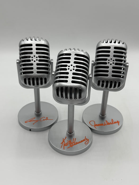 SET OF THREE SNY TEAM Autographed 6" Silver Mini Broadcaster Microphones (JSA/Beckett)