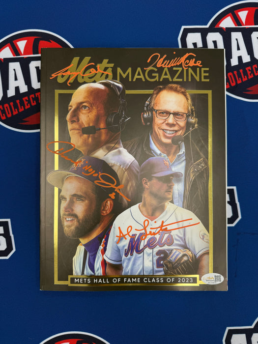 Howie Rose, Gary Cohen, Howard Johnson & Al Leiter QUAD Autographed 2023 Met Hall of Fame Class Program (JSA)
