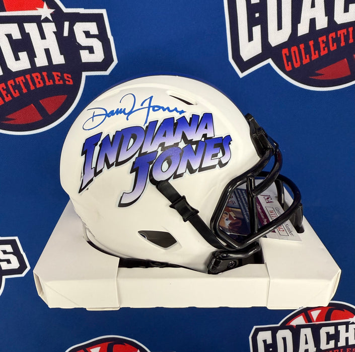 Daniel Jones Autographed  CUSTOM “Indiana Jones” Colts Lunar Eclipse Alternate Mini Helmet (JSA)