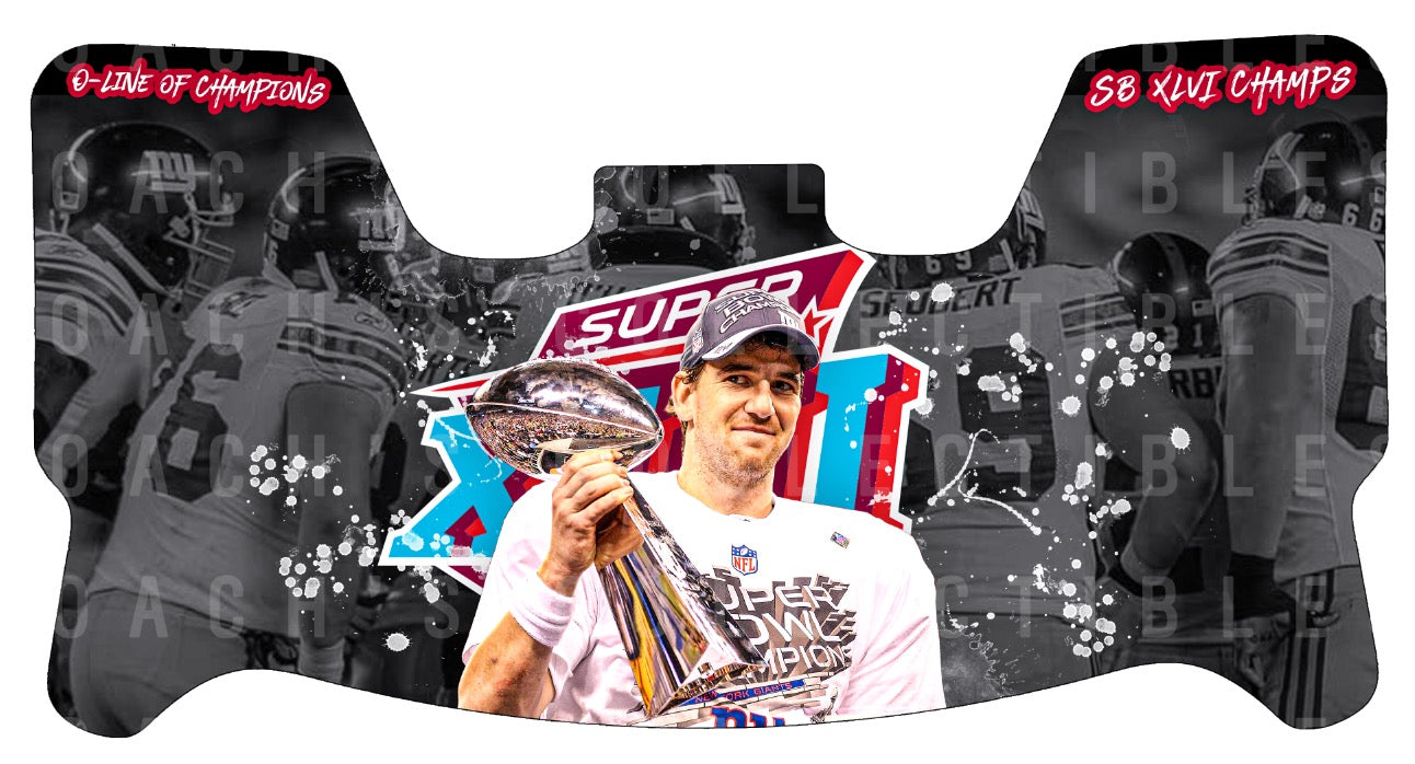 Eli Manning SB XLII Custom Visor for Any Full Size Riddell Helmet (Universal Fit)