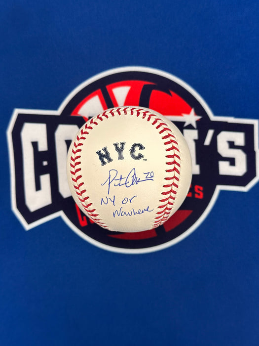 Pete Alonso Autographed NY Mets City Connect OML Baseball w/ NY or Nowhere (Fanatics)