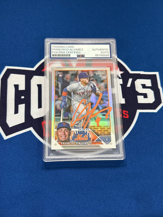 Francisco Alvarez Autographed 2023 Topps Chrome REFRACTOR Rookie Card (PSA SLAB)