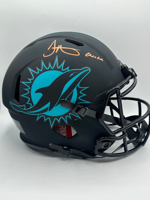 Tyreek Hill Autographed Miami Dolphins Eclipse Authentic Helmet with Cheetah Inscr (Beckett) (Copy)