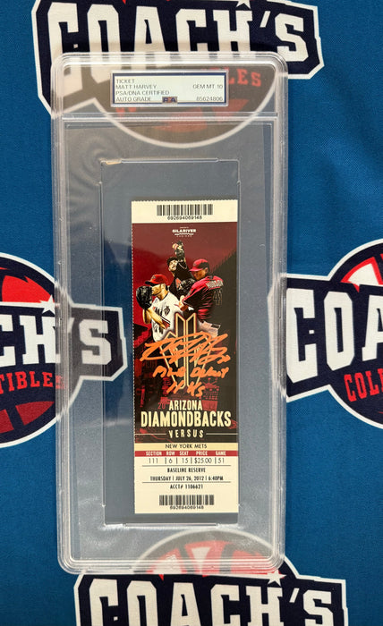 Matt Harvey Autographed MLB Debut Game Full Ticket w/ MLB Debut 11ks Inscriptions (PSA SLAB)