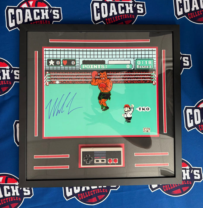 FRAMED Mike Tyson Autographed 11x14 Punch Out Photo with REAL NES Controller (Fitterman Sports)