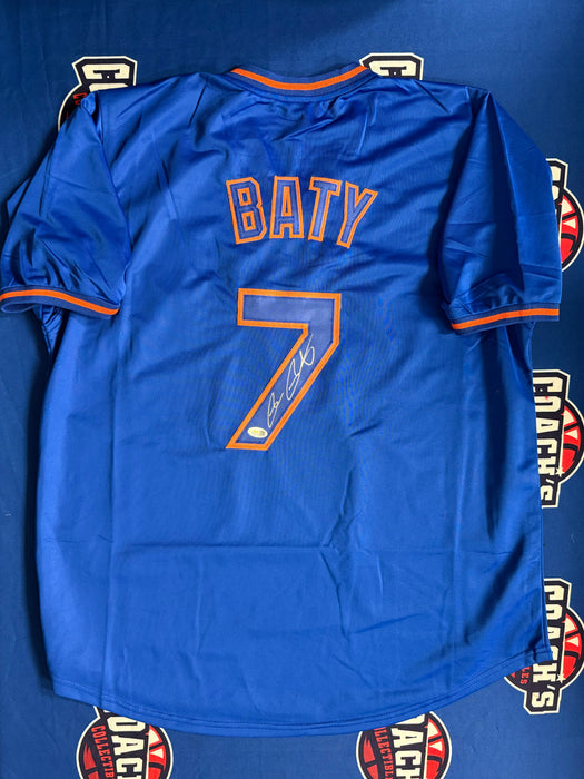 Brett Baty Autographed NY Mets CUSTOM Blue Alternate Jersey (JSA)