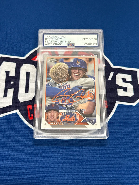 Brett Baty Autographed 2023 Topps Chrome Rookie Card #USC10 Gem 10 Auto (PSA SLAB)