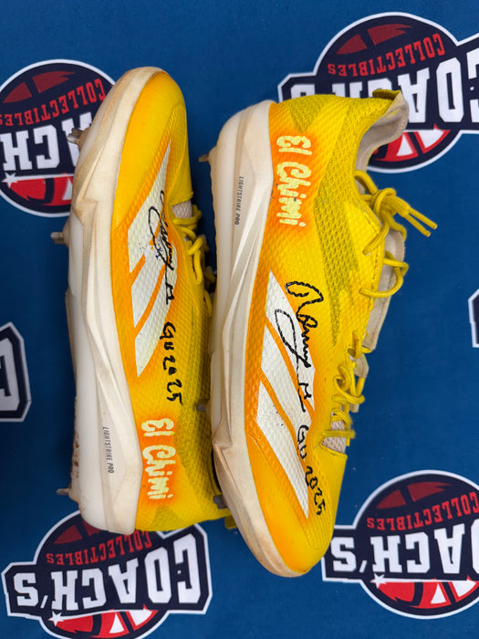 GAME USED Ronny Mauricio Autographed PAIR of Adidas Cleats w/ Game Used 2025 Inscription (JSA)