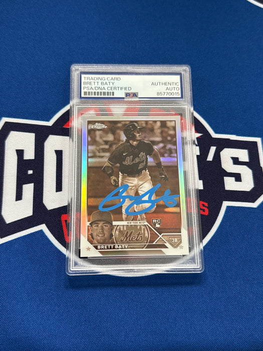 Brett Baty Autographed 2023 Topps Chrome Sepia Refractor Rookie Card #204 (PSA SLAB)