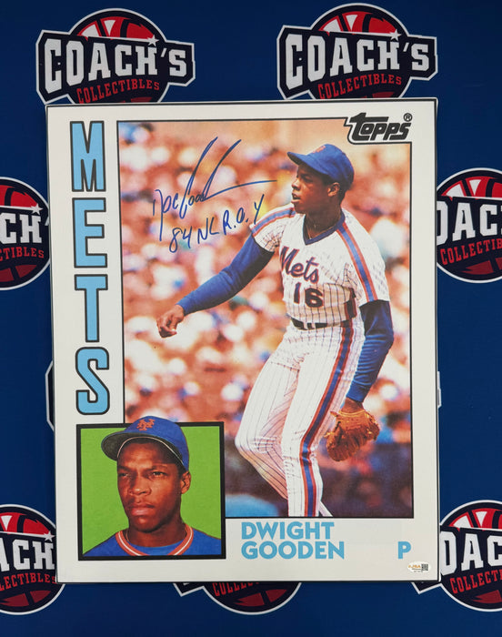 Dwight "Doc" Gooden Autographed 16x20 1983 Topps Traded RC Wrapped Canvas w/ 84 NL ROY (JSA)