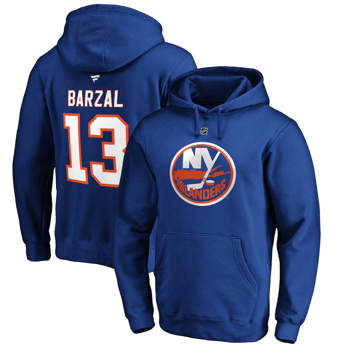 Mathew Barzal New York Islanders Fanatics Authentic Stack Player Name & Number Fitted Pullover Hoodie - Royal