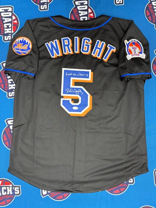 David Wright Autographed NY Mets CUSTOM Black Jersey with Last to Wear#5 Inscription (JSA)