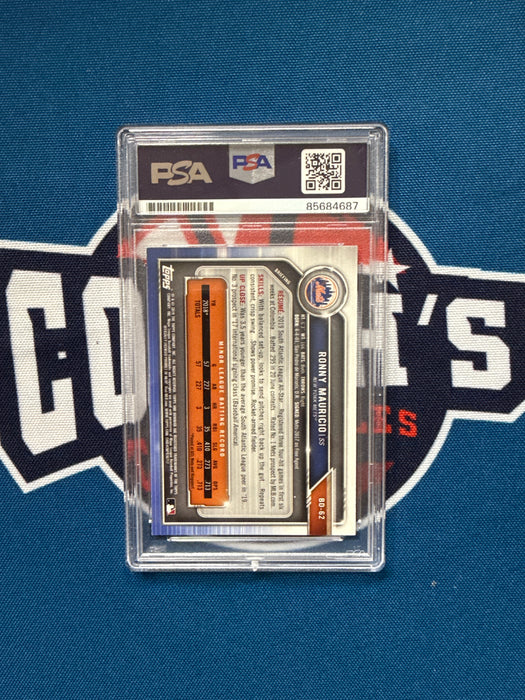 Ronny Mauricio Autographed 2019 Bowman Rookie 313/499 Gem 10 Auto (PSA Slab)