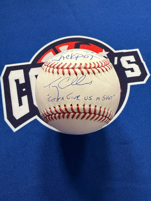 Terry Collins & Umpire Tom Hallion DUAL Autographed OML Baseball w/ Dual Inscriptions (JSA)