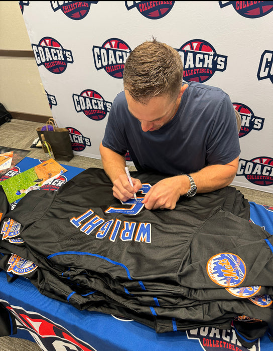 FRAMED David Wright Autographed CUSTOM NY Mets Black Jersey w/ The Captain (JSA)