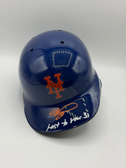 Mike Piazza Autographed NY Mets Full Size Rawlings Authentic Blue Helmet w/ Last to Wear 31 (Fanatics)