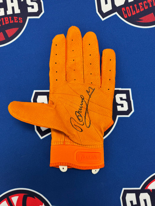 Ronny Mauricio Autographed Franklin Orange Batting Glove- Left Hand (JSA)