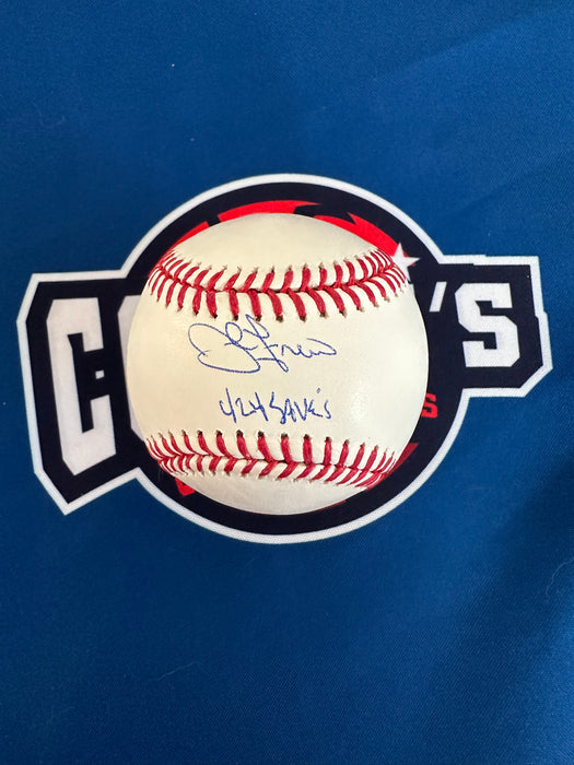 John Franco Autographed OMLB with Mets 424 Saves Inscription (JSA)