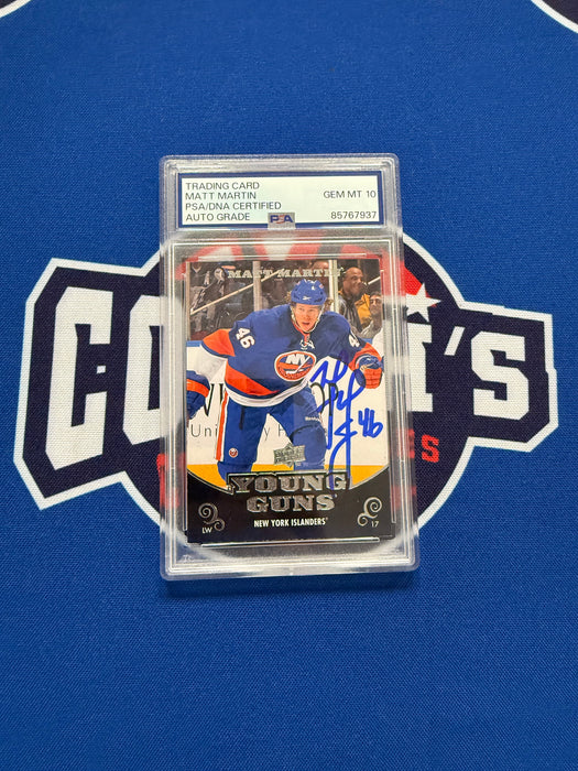 Matt Martin Autographed 2010 UD Young Guns Rookie Card #233 Gem 10 Auto (PSA Slab)