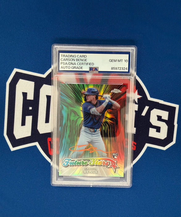 Carson Benge Autographed 2026 Topps Chrome Future Stars Rookie Card Gem 10 Auto (PSA SLAB)