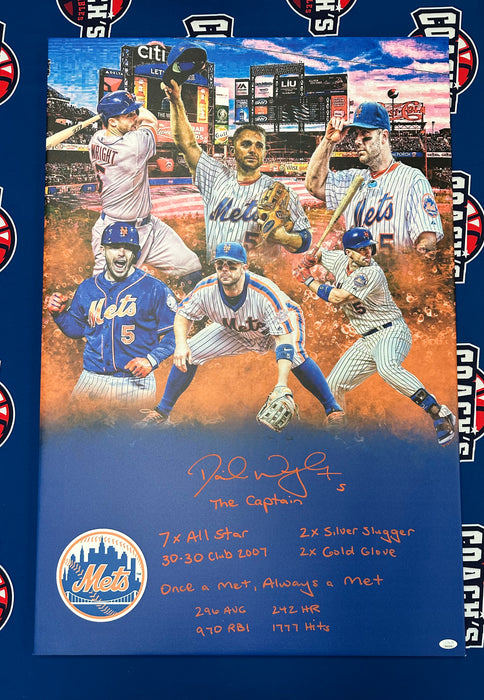 David Wright Autographed 24x36 Custom Graphic Wrapped Canvas with 10 Inscriptions (JSA)